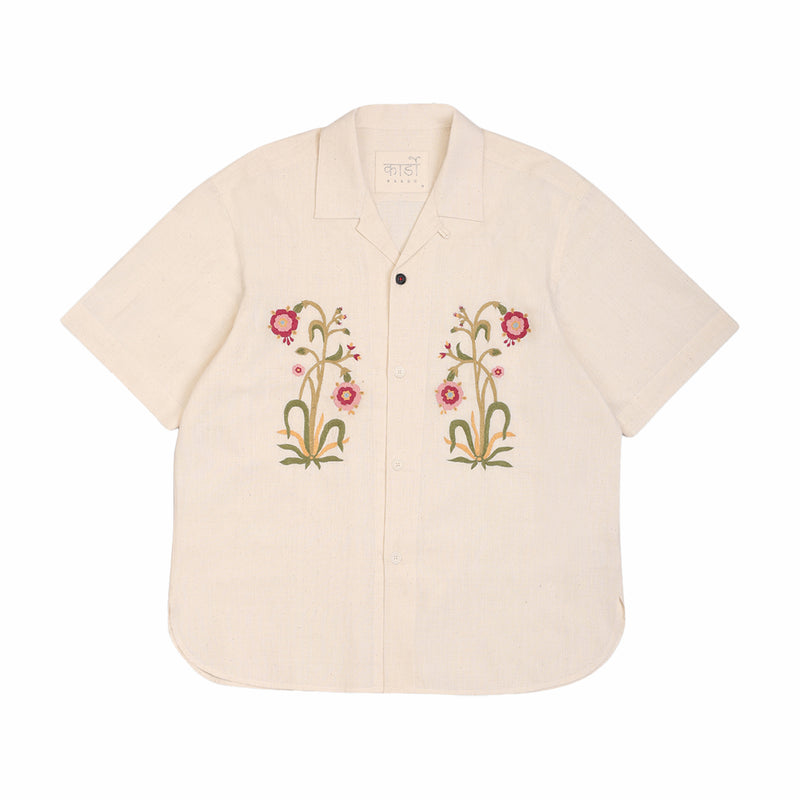 Kardo Ronen Embroidered Short Sleeve Shirt (Natural) - August Shop