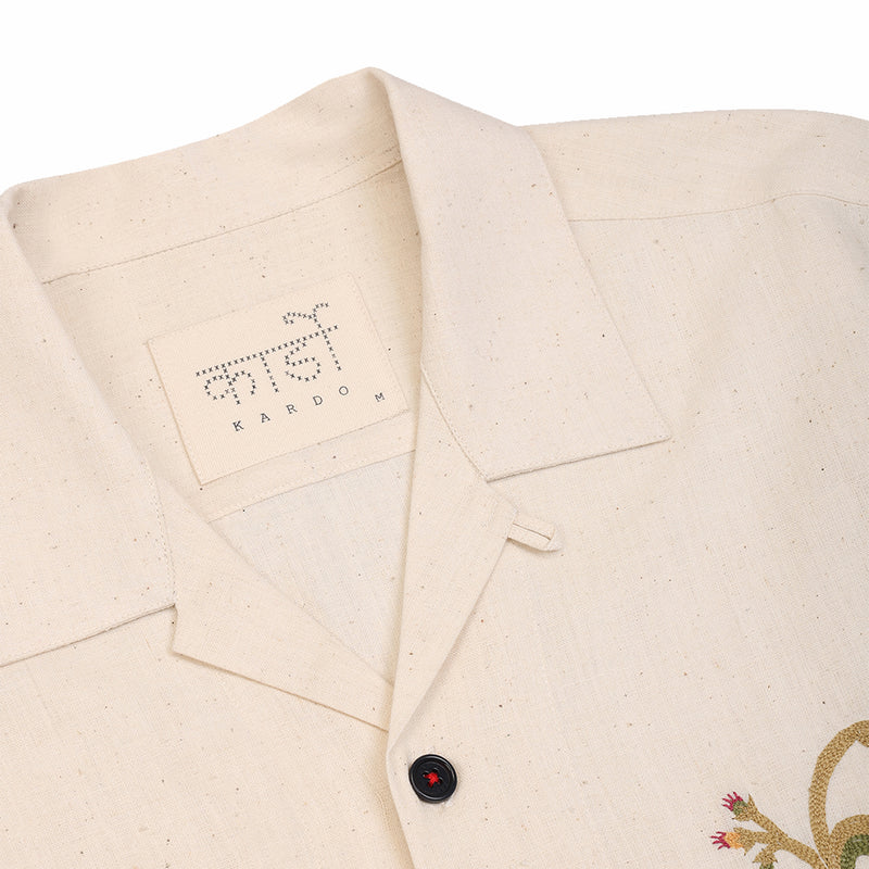 Kardo Ronen Embroidered Short Sleeve Shirt (Natural) - August Shop
