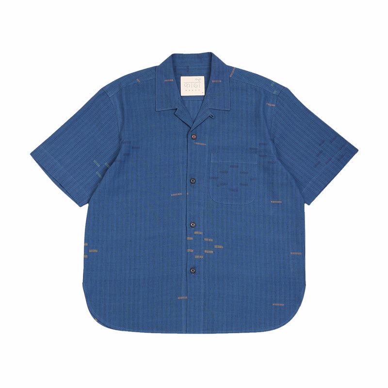 Kardo Ronen Extra Weft Short Sleeve Shirt (Blue) - August Shop