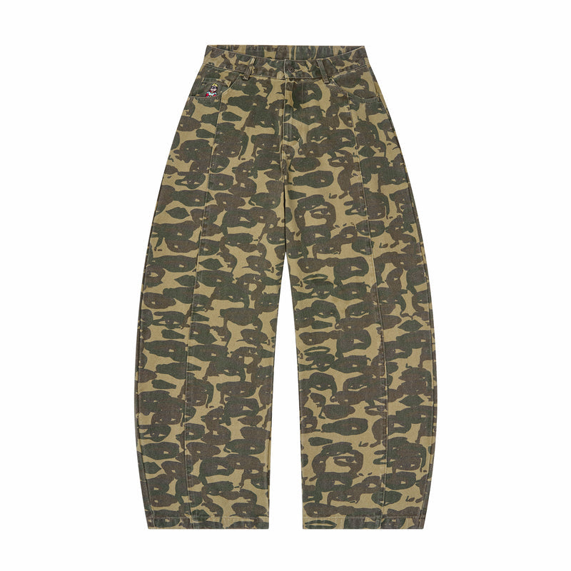 Kidsuper Face Camo Wide Leg Jean (Dark Green) - August Shop