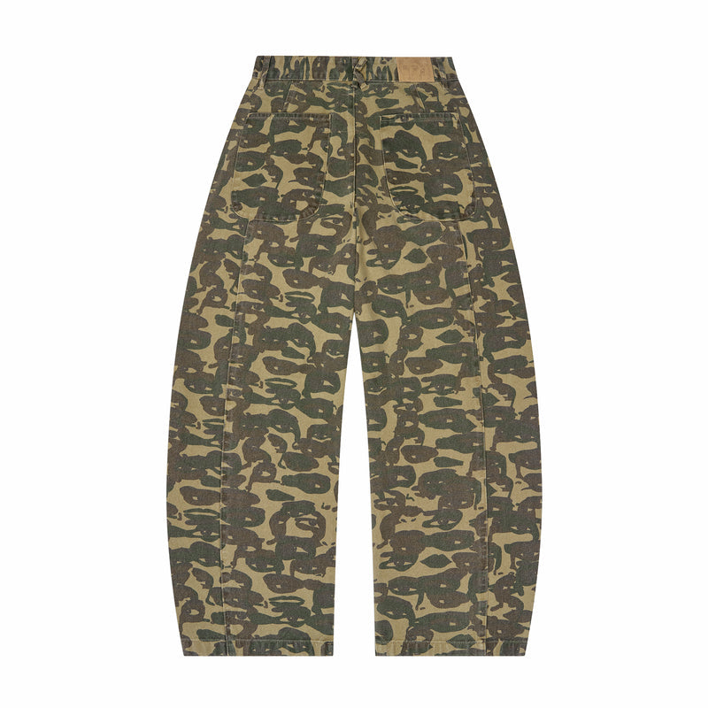 Kidsuper Face Camo Wide Leg Jean (Dark Green) - August Shop
