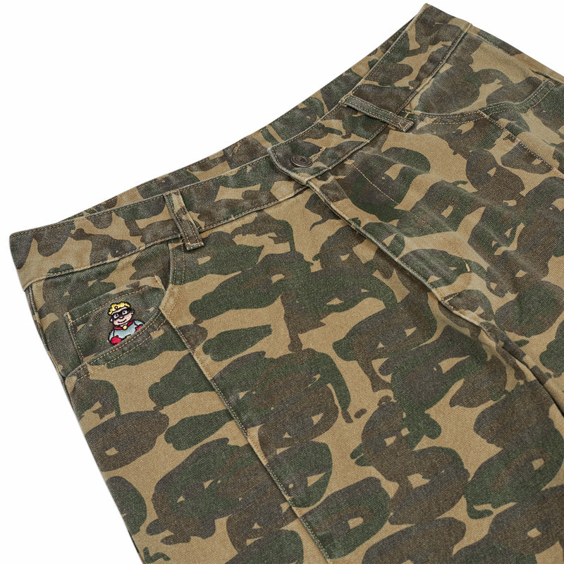 Kidsuper Face Camo Wide Leg Jean (Dark Green) - August Shop