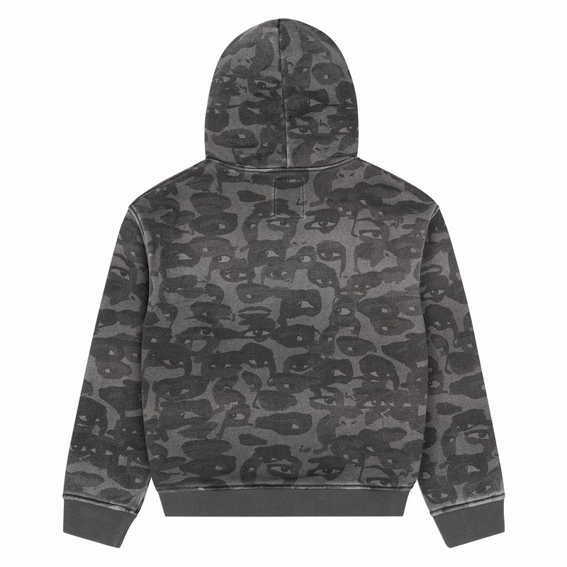 Kidsuper Stars Face Camo Hoodie (Black) - August Shop