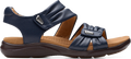Quarter turn view Women's Clarks Footwear style name Kitly Ave Wide in color Navy. Sku: 26177305W