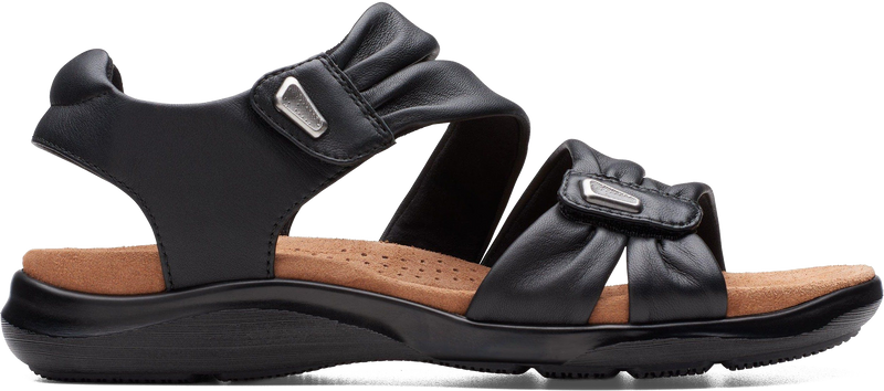 Quarter turn view Women's Clarks Footwear style name Kitly Ave in color Black. Sku: 26177303