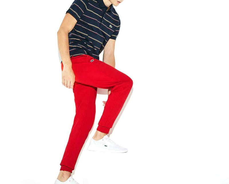 Lacoste Red Sport Tennis Track Pants in Fleece