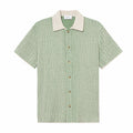 Les Deux Easton Knitted Short Sleeve Shirt (Ivory/Vintage Green) - August Shop