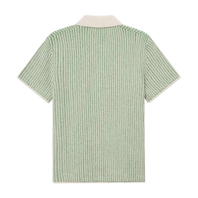 Les Deux Easton Knitted Short Sleeve Shirt (Ivory/Vintage Green) - August Shop