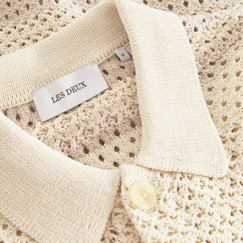 Les Deux Gianni Sort Sleeve Knit Shirt (Ivory) - August Shop