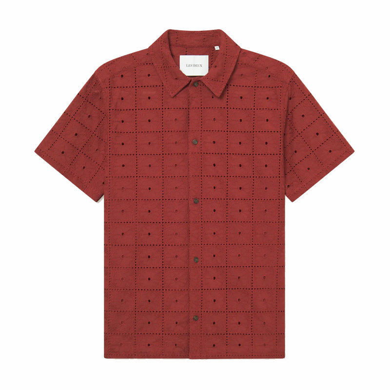 Les Deux Hector Anglaise Short Sleeve Shirt (Fired Brick) - August Shop