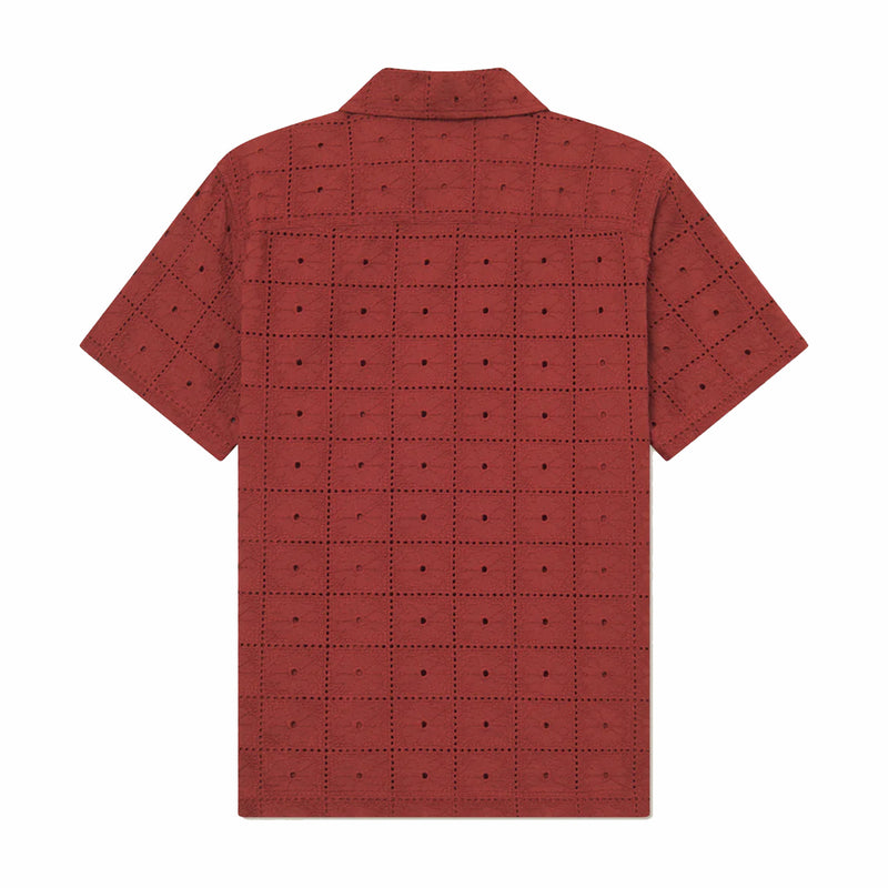 Les Deux Hector Anglaise Short Sleeve Shirt (Fired Brick) - August Shop
