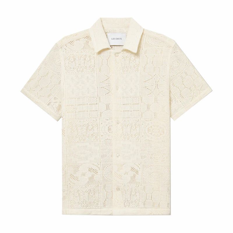 Les Deux Hector Lace Short Sleeve Shirt (Ivory) - August Shop
