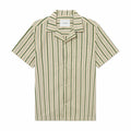 Les Deux Klark Stripe Poplin Short Sleeve Shirt (Chive Green/Thai Curry) - August Shop
