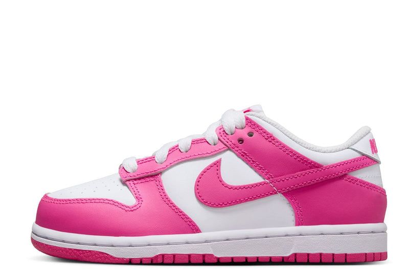 Little Kid's Dunk Low White/Laser Fuchsia (FB9108 102)