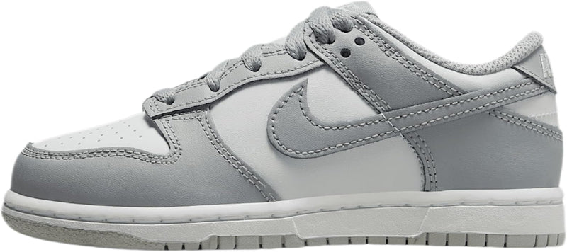 Little Kid's Dunk Low White/LT Smoke Grey-White (FB9108 123)