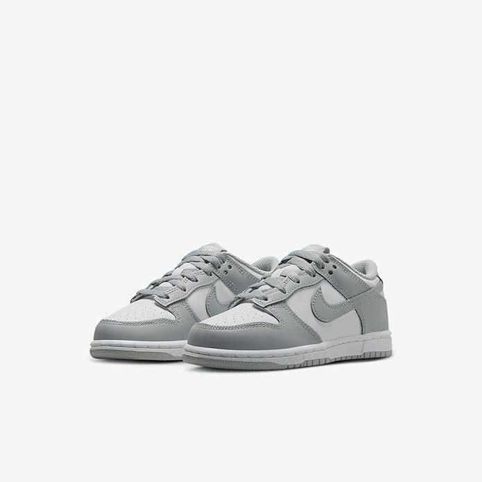 Little Kid's Dunk Low White/LT Smoke Grey-White (FB9108 123)