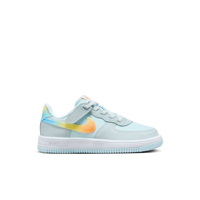 Little Kid's Force 1 Low EasyOn Glacier Bl/Total Orng (HF4783 474)