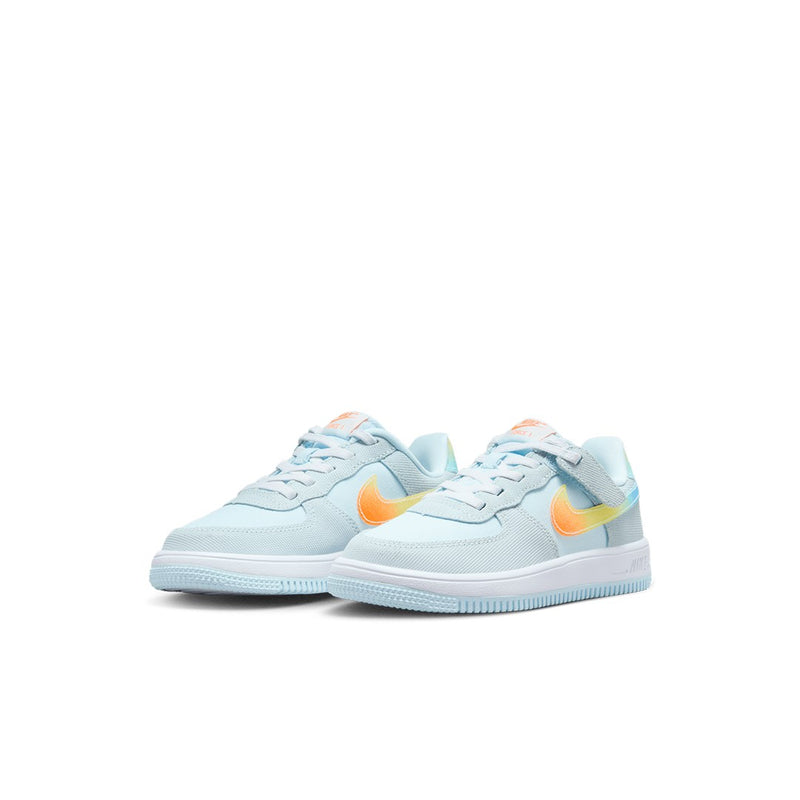 Little Kid's Force 1 Low EasyOn Glacier Bl/Total Orng (HF4783 474)