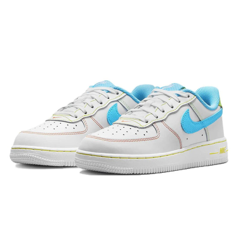 Little Kid's Force 1 LV8 BP White/Baltic Blue-Action Green (FJ4807 100)