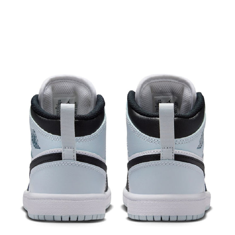 Little Kid's Jordan 1 Mid Black/Black-Aura-Squadron Blue (DQ8424 002)