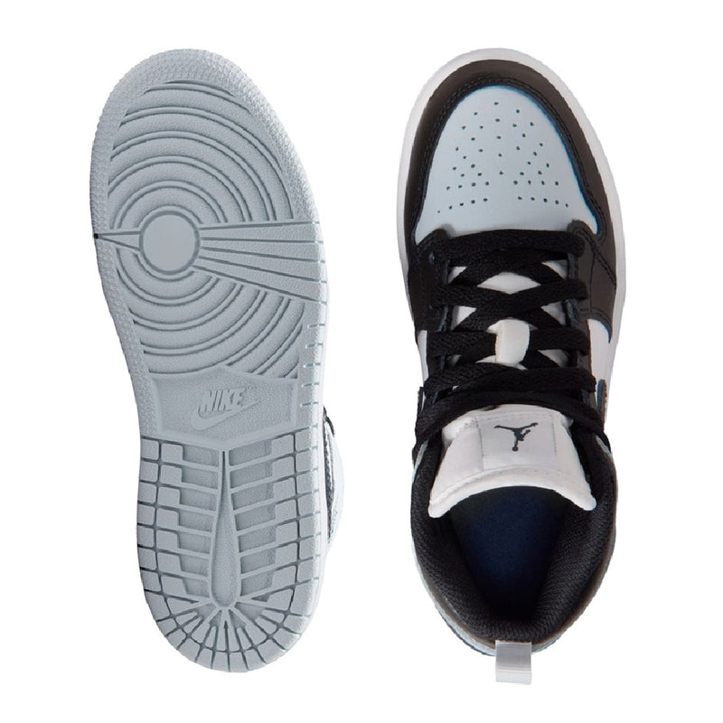 Little Kid's Jordan 1 Mid Black/Black-Aura-Squadron Blue (DQ8424 002)