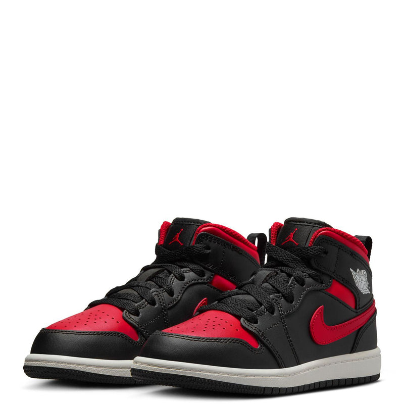 Little Kid's Jordan 1 Mid Black/Varsity Red-Summit White (DQ8424 067)