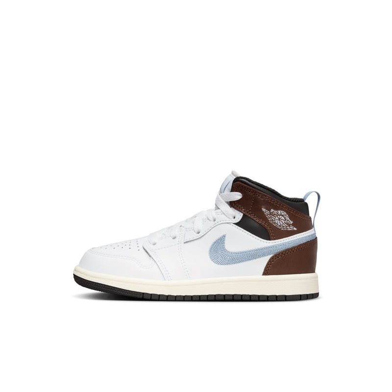 Little Kid's Jordan 1 Mid SE White/Blue Grey-Black-Sail (FQ8220 142)