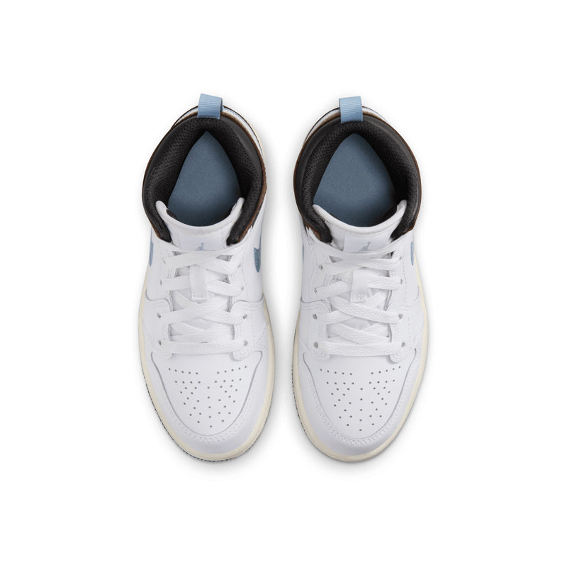 Little Kid's Jordan 1 Mid SE White/Blue Grey-Black-Sail (FQ8220 142)