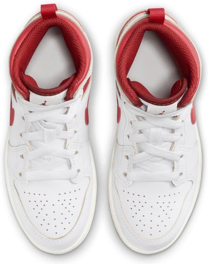Little Kid's Jordan 1 Mid SE White/Lobster-Dune Red-Sail (FJ3467 160)