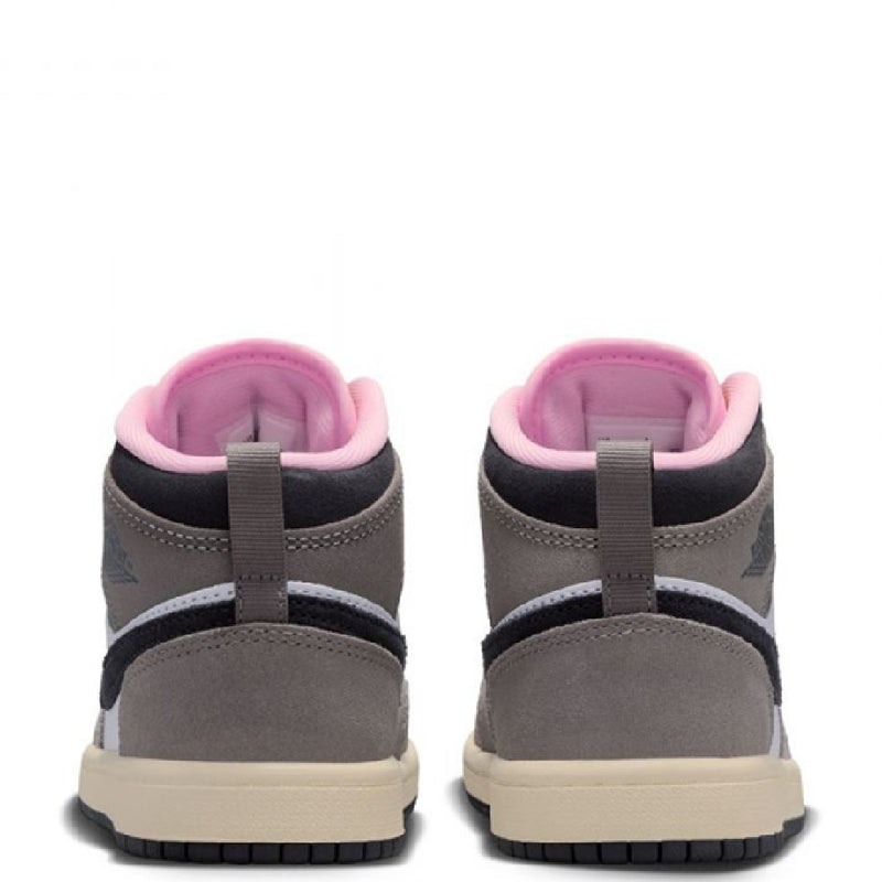 Little Kid's Jordan 1 Mid SE White/Oil Grey-Cave Stone (HQ2013 100)
