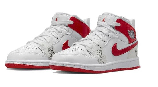 Little Kid's Jordan 1 Mid SS White/University Red (DR6495 116)