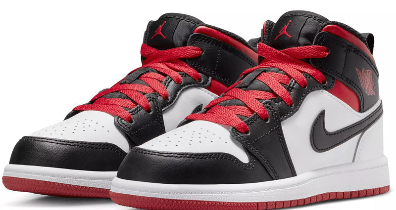 Little Kid's Jordan 1 Mid White/Gym Red-Black (DQ8424 106)