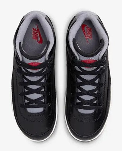 Little Kid's Jordan 2 Retro Black/Cement Grey-Fire Red (DQ8564 001)