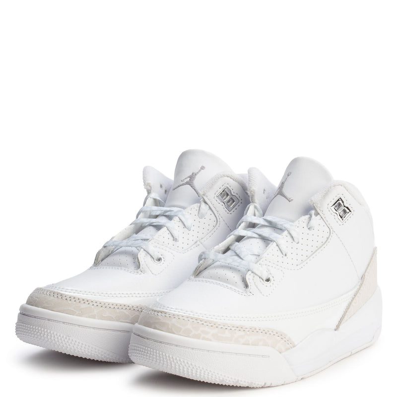 Little Kid's Jordan 3 Retro "Pure Money" White/Metallic Silver-White (DM0966 111)