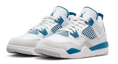 Little Kid's Jordan 4 Retro Off White/Military Blue (BQ7669 141)