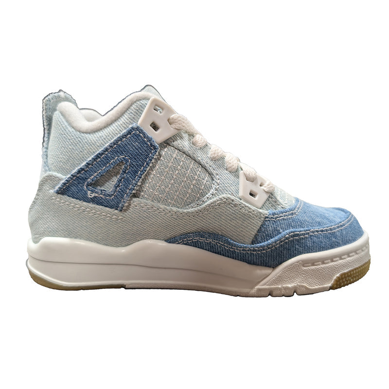 Little Kid's Jordan 4 Retro Tex Sail/Worn Blue-Metallic Gold (IB6715 100)