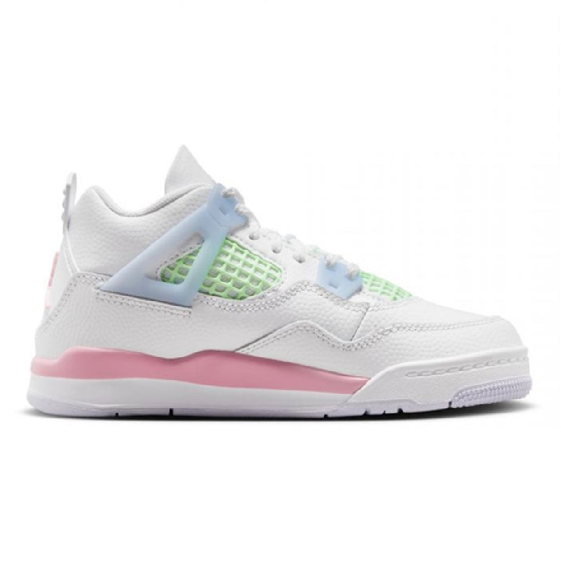 Little Kid's Jordan 4 Retro "V-Day" White/Med Soft Pink-Half Blue (IB7069 100)