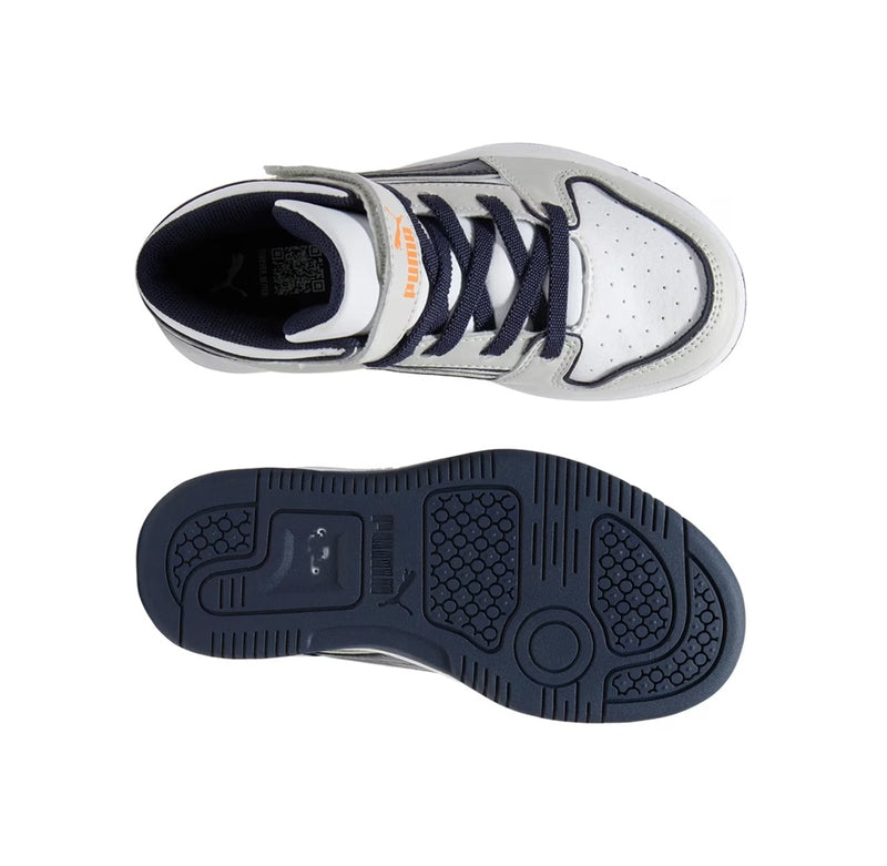 Little Kid's Puma Rebound Layup RCL V PS Glacial Gry-Nvy-Org (405206 01)