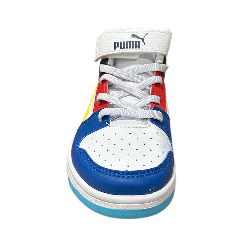 Little Kid's Puma Rebound Layup RCL V PS White-Pele Yellow-Royal-Red (403063 05)