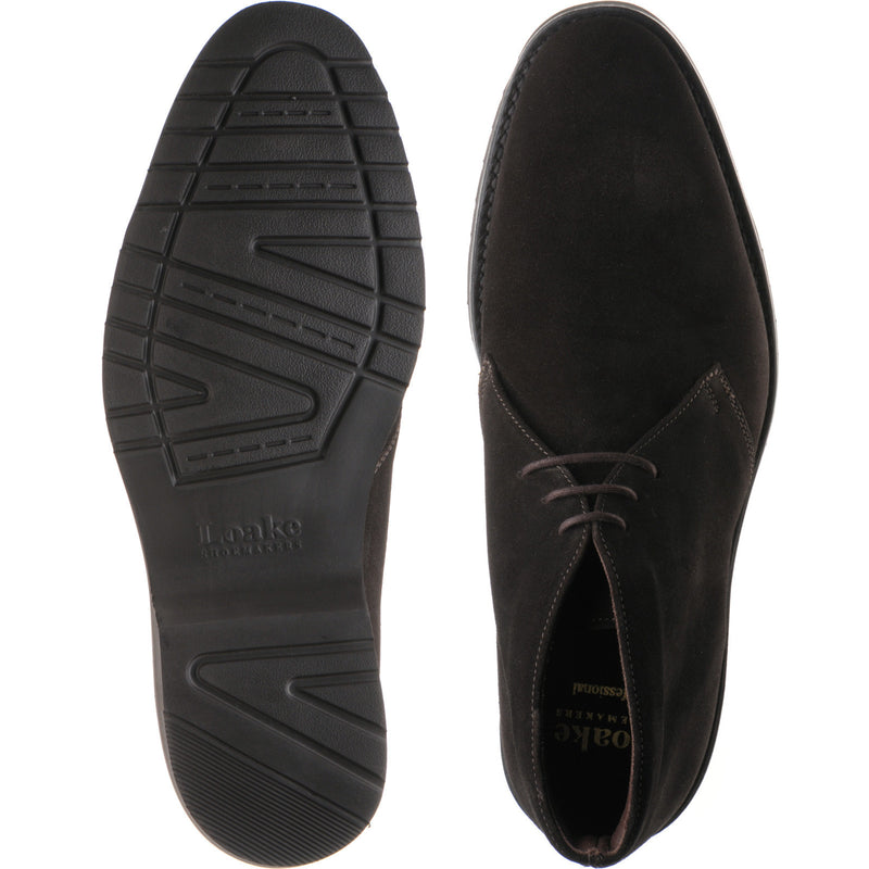 Product image for Loake Altman mens rubber-soled boots in dark brown suede