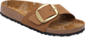 Quarter turn view Women's Birkenstock Footwear style name Madrid Big Buckle Nubuck Narrow in color Mink. Sku: 1031776