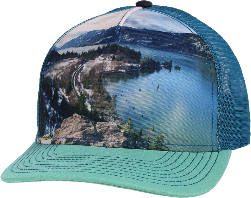 Quarter turn view Women's Pistil Hats style name Matty Trucker Hat in color Water. Sku: 0038-WATER