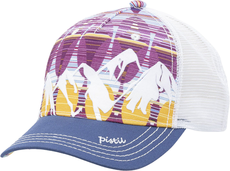 Quarter turn view Women's Pistil Hats style name Mckinley Trucker Hat in color Mint. Sku: 0025-MINT