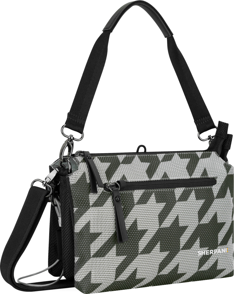 Quarter turn view Women's Sherpani Hand Bag style name Mei At in color Houndstooth. Sku: 26-MEI0006060