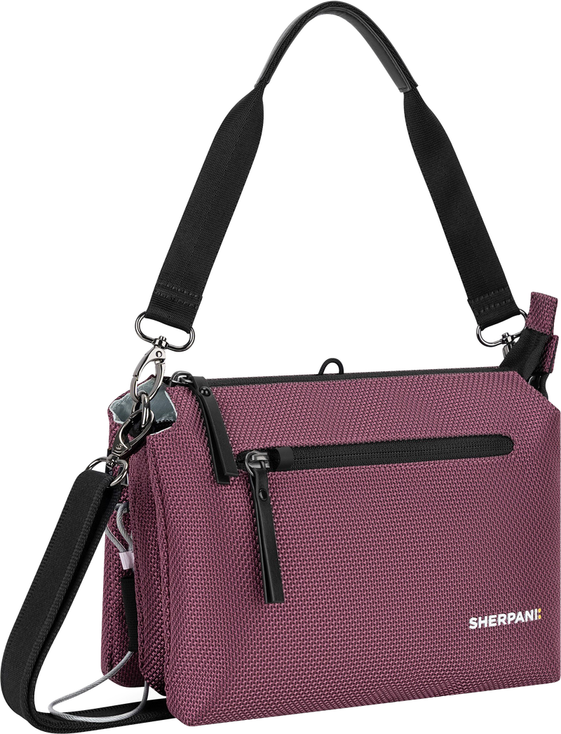 Quarter turn view Women's Sherpani Hand Bag style name Mei At in color Smoky Orchid. Sku: 26-MEI0005060