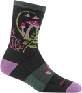 Quarter turn view Women's Darn Tough Sock style name Mellow Mushrooms in color Charcoal. Sku: 5026-CHARCOAL