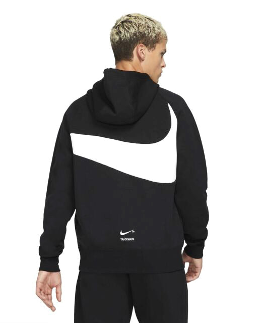 Men's Black/White Sportswear Swoosh Tech Fleece Pullover Hoodie