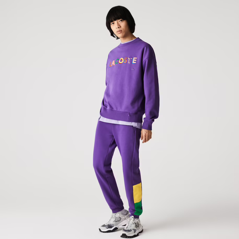 Men's Lacoste Lavender/Broom/Malachite Branded Clbk Fleece Jogging Pants