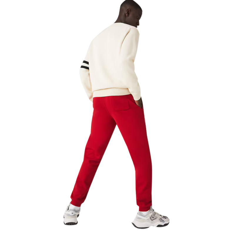 Men's Lacoste Red Pennants L Badge Fleece Tracksuit Pants