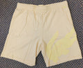 Men's Lacoste Yellow Oversized Crocod Print Organic Cotton Fleece Shorts